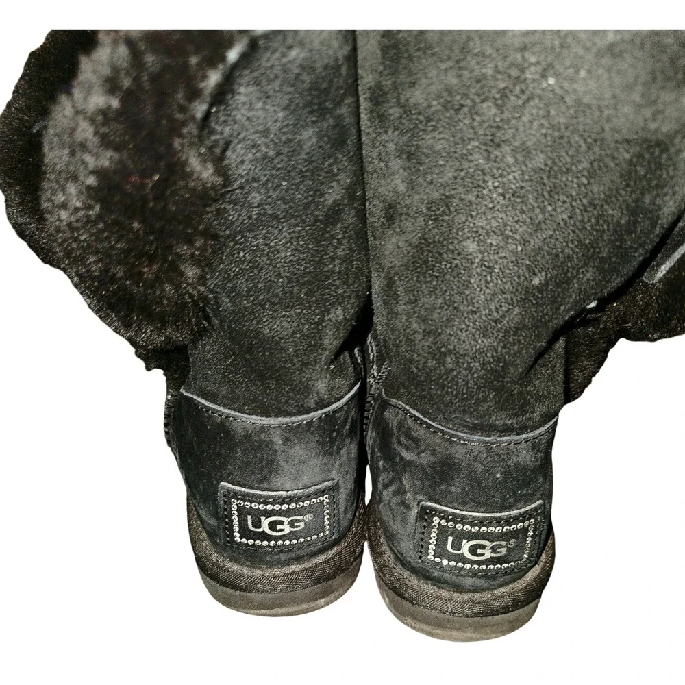 Ugg‎ Womens Black Bailey Button Bling Boots 7